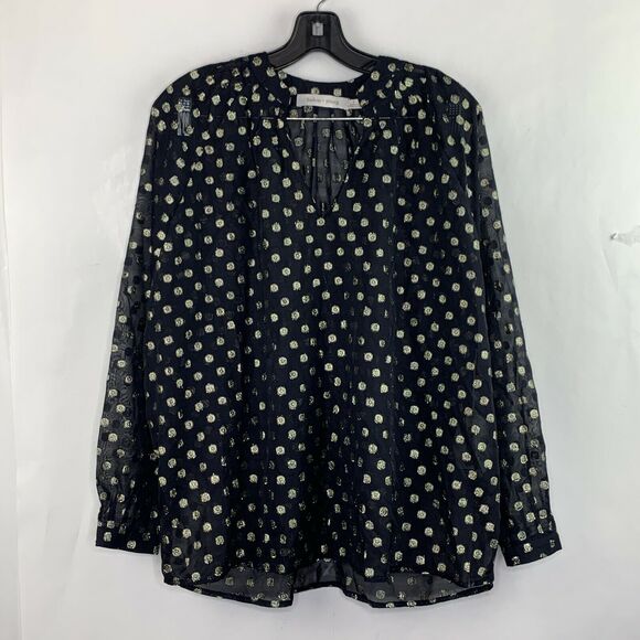 Bishop And Young Dark Romance Metallic Gold Polka Dot Blouse NWT Size S - Picture 2 of 9